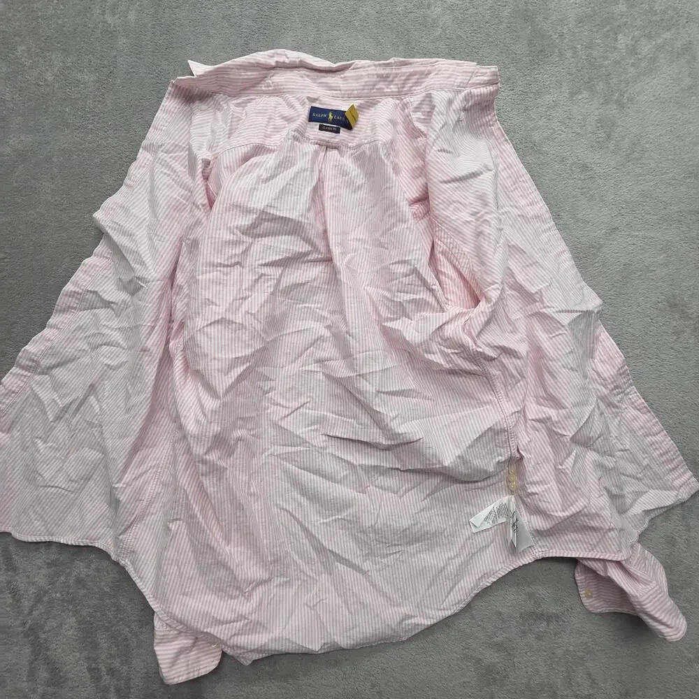 Ralph Lauren Shirt Mens M Pink Striped Button Down Classic Fit Long Sleeve